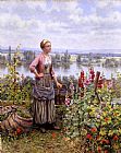 Daniel Ridgway Knight Maria on the Terrace with a Bundle of Grass painting